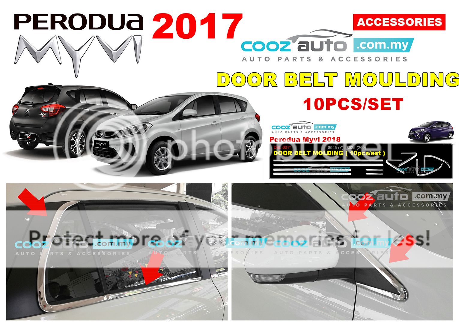 Perodua Myvi 2018 Window Trim Chrome Lining / Door Belt Moulding